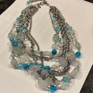 Lia Sophia Silver and Blue Multi-Strand Necklace
